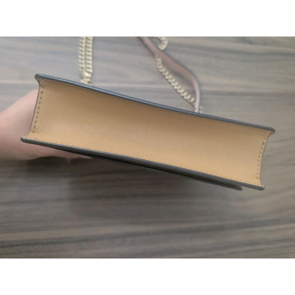 Tory Burch Pink Beige Colorblock Flap Crossbody Bag Gold Chain Magnetic